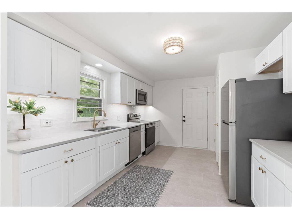 Renovated kitchen with new cabinets