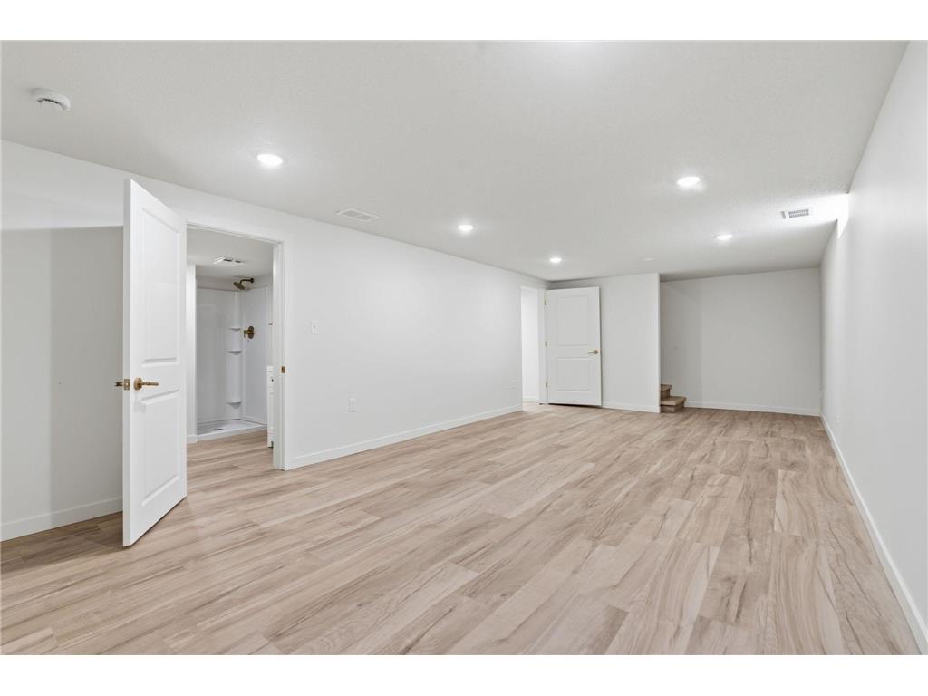 Finished basement with new flooring